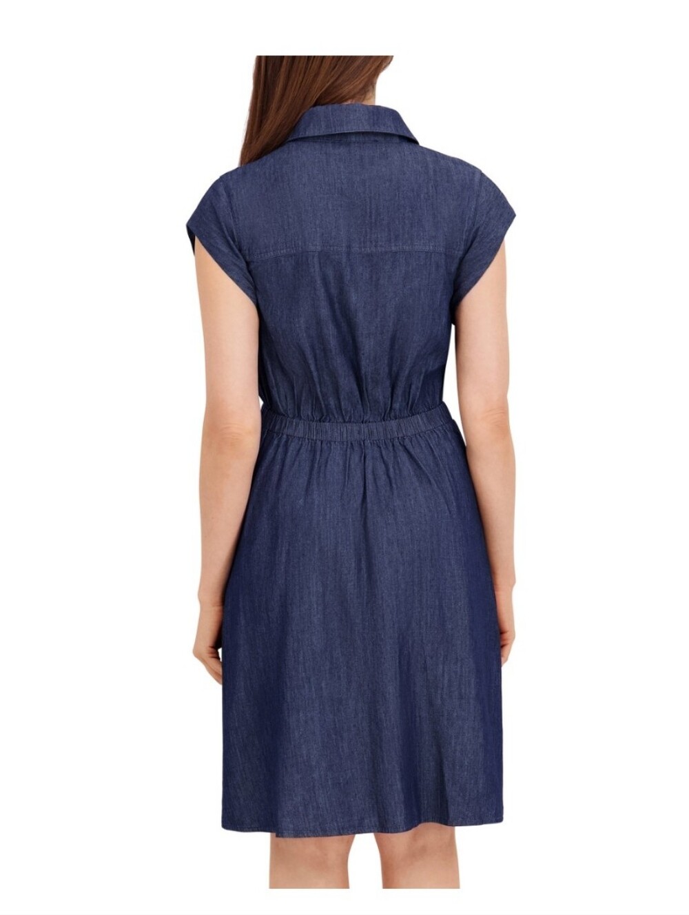 (6)Nautica Jeans  Ladies Chambray Button-Front Pintuck  Dress - Picture 3 of 4